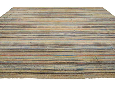 Modern Kilim Flatweave Wool Rug 12 X 14