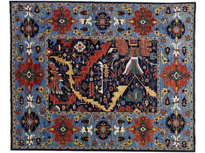 Multicolor Modern Serapi Style Handmade Allover Designed Wool Rug