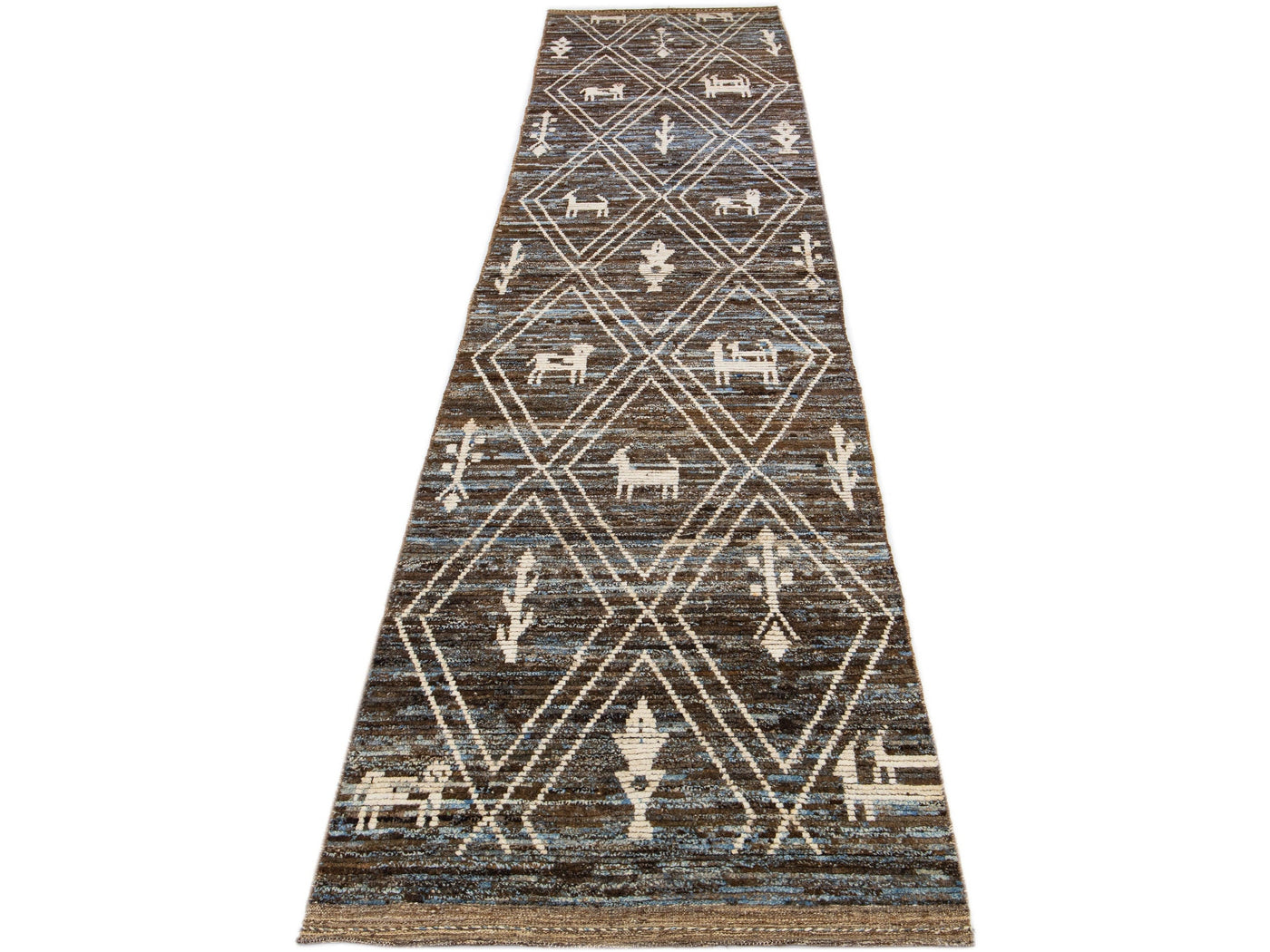 Modern Moroccan Wool Runner 3 X 18