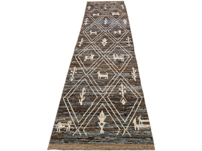 Modern Moroccan Wool Runner 3 X 18