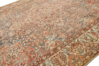 Antique Bakhtiari Wool Rug 12 X 14