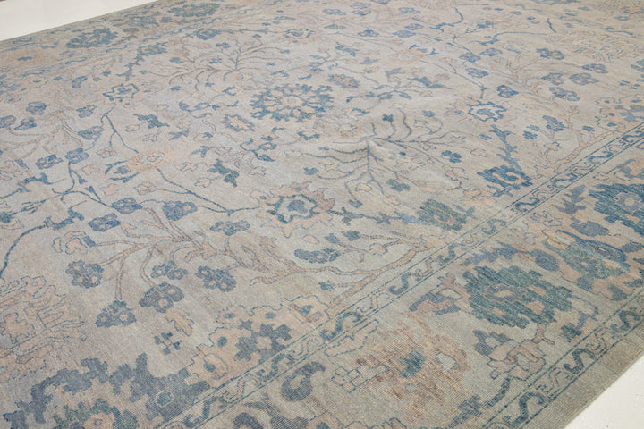 Modern Oushak Wool Rug 12 X 15