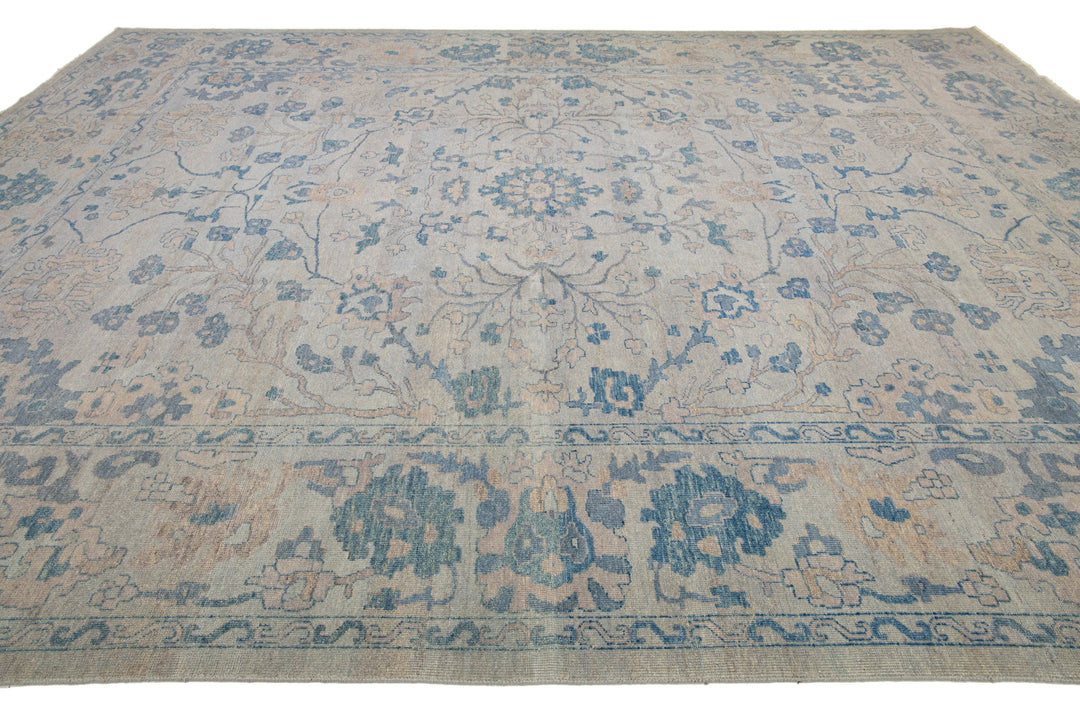 Modern Oushak Wool Rug 12 X 15