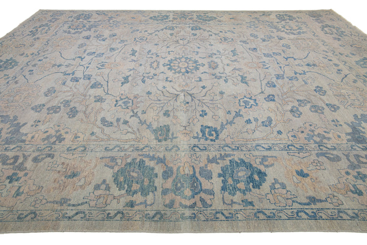 Modern Oushak Wool Rug 12 X 15