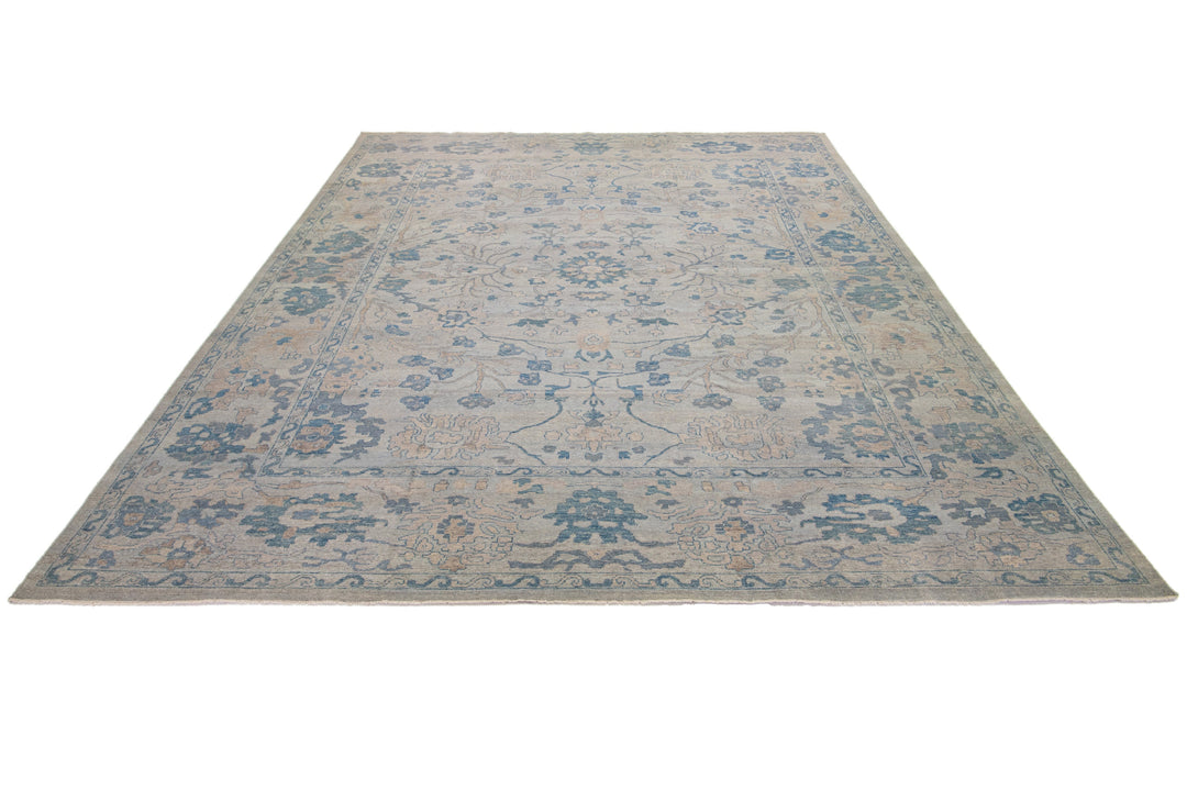Modern Oushak Wool Rug 12 X 15