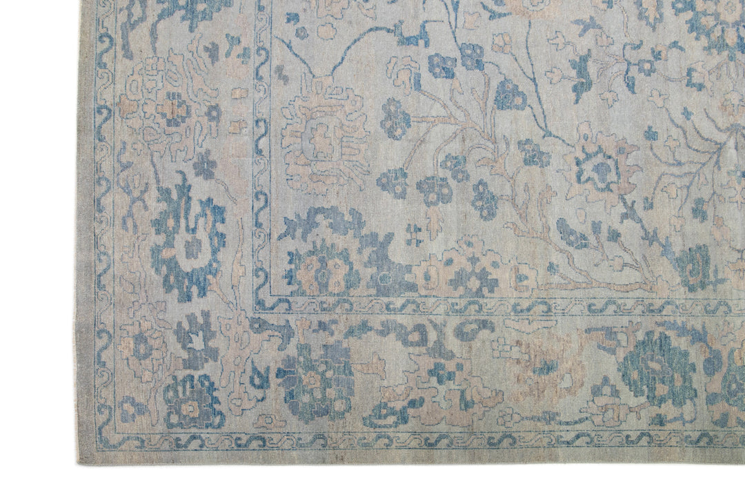 Modern Oushak Wool Rug 12 X 15