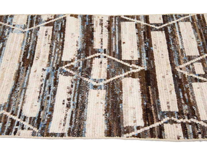 Modern Moroccan Wool Runner 3 X 16
