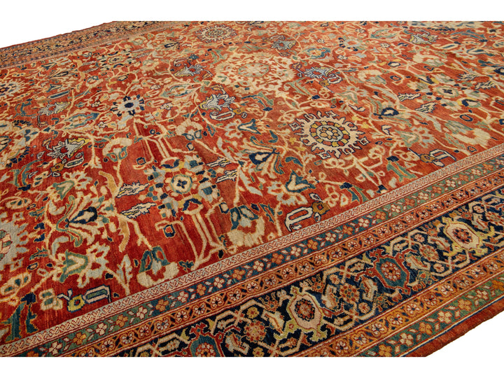 Antique Sultanabad Wool Rug 13 X 22