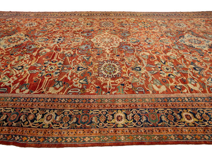 Antique Sultanabad Wool Rug 13 X 22