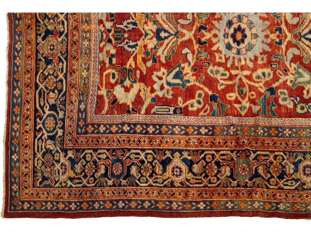 Antique Sultanabad Wool Rug 13 X 22