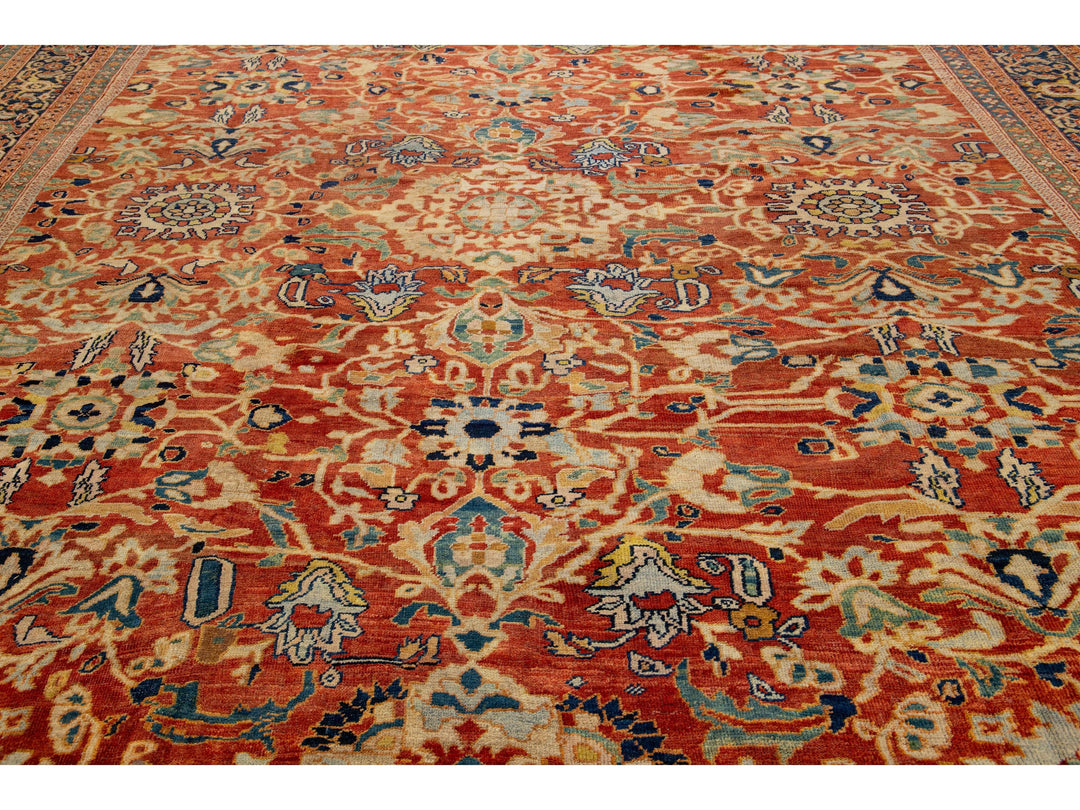 Antique Sultanabad Wool Rug 13 X 22