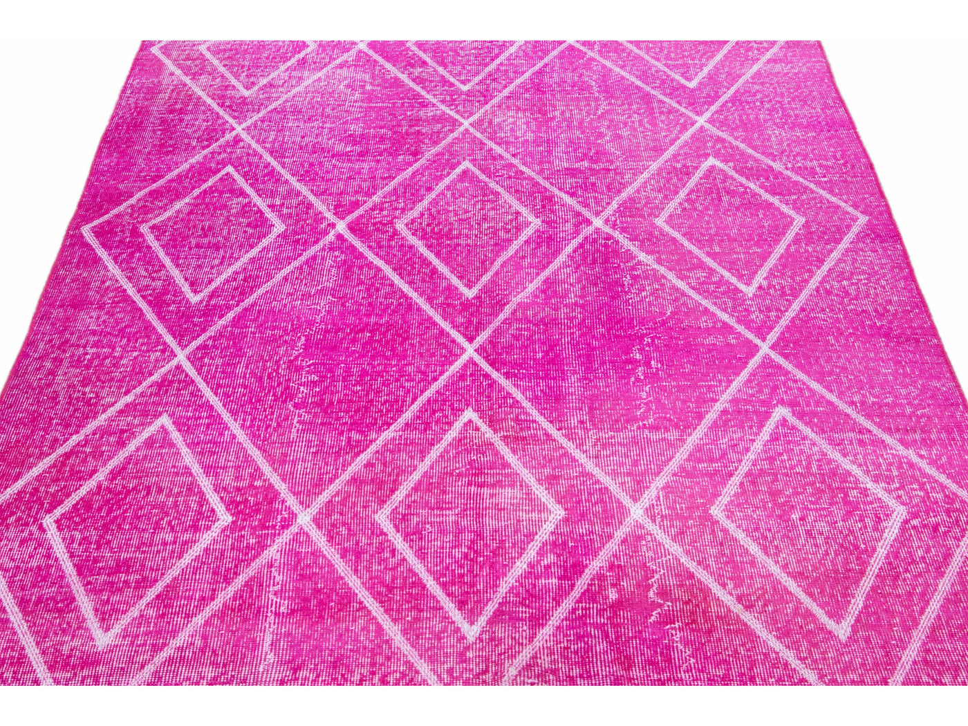 Pink Modern Turkish Handmade Tribal Pattern Wool Rug