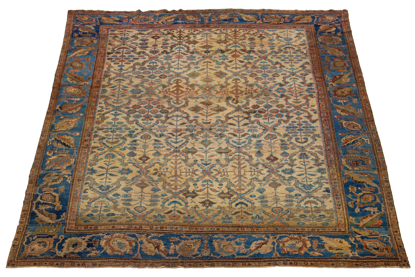 Antique Mahal Wool Rug 12 X 15