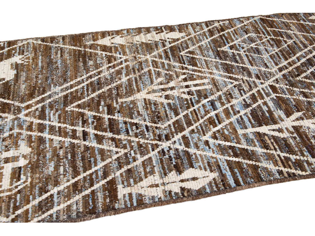 Modern Moroccan Wool Runner 4 X 19