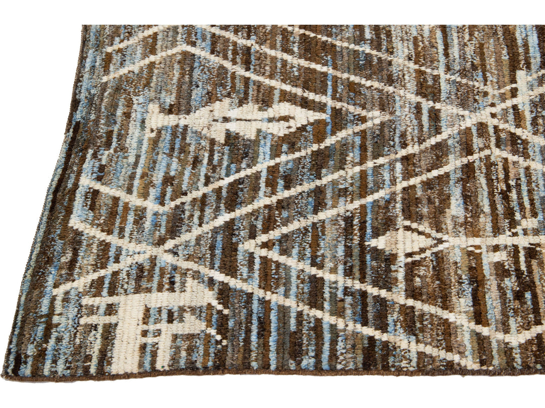 Modern Moroccan Wool Runner 4 X 19