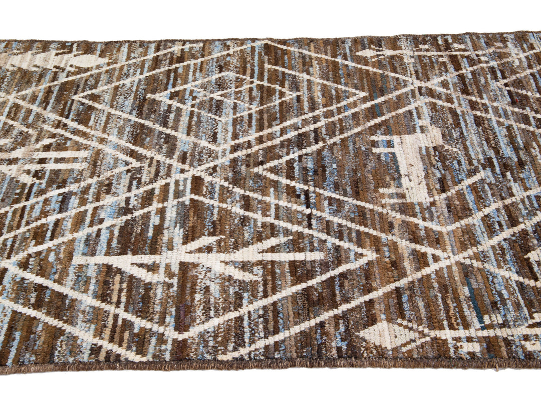 Modern Moroccan Wool Runner 4 X 19