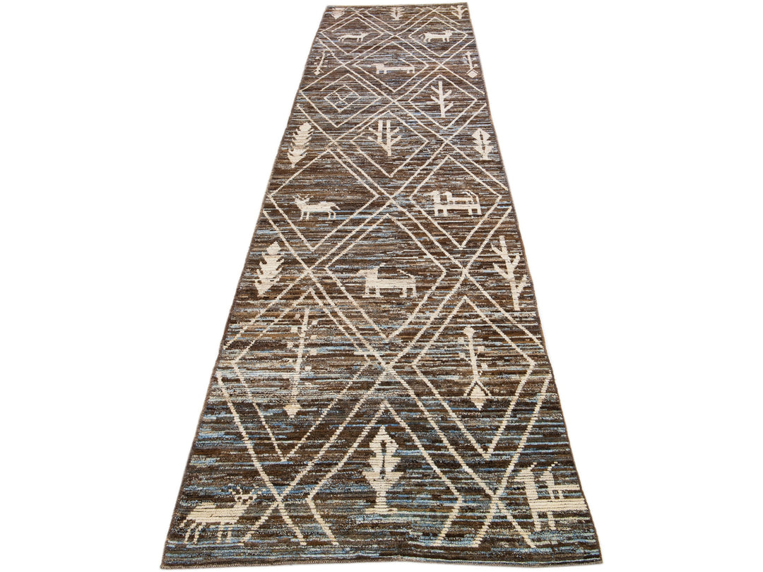 Modern Moroccan Wool Runner 4 X 19