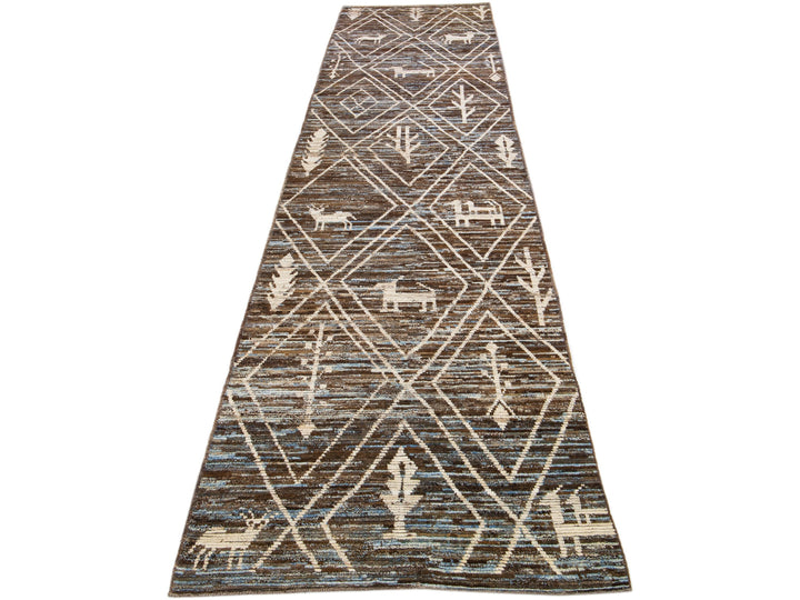Modern Moroccan Wool Runner 4 X 19