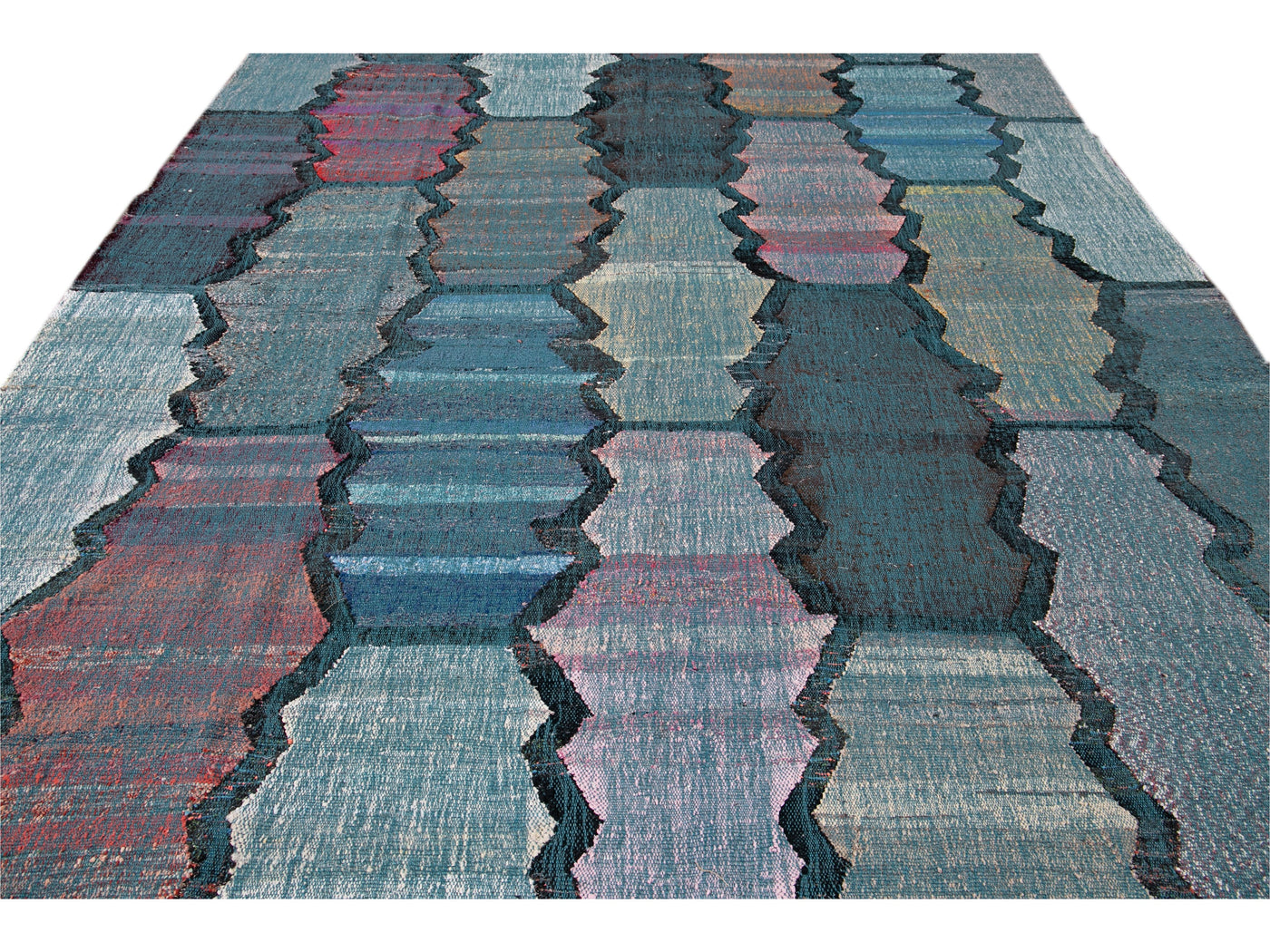 Modern Kilim Wool Rug 9  X 13