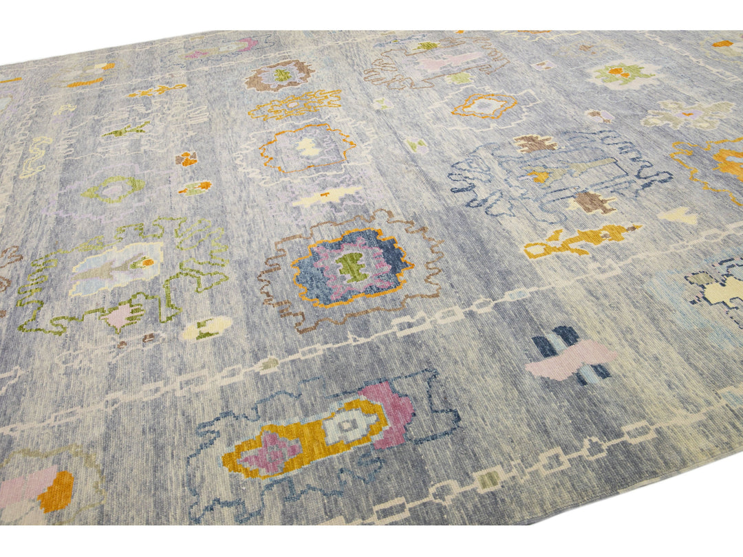 Modern Oushak Wool Rug 12 X 15