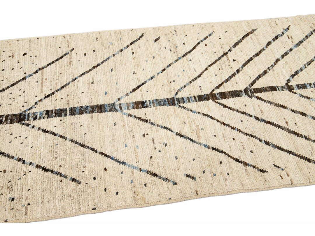 Modern Moroccan Wool Boho Runner 3 X 9