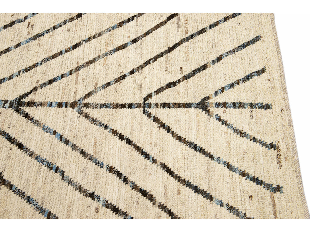 Modern Moroccan Wool Boho Runner 3 X 9