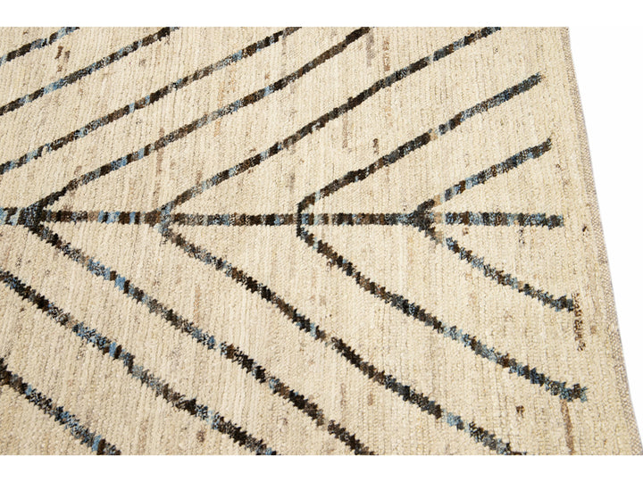 Modern Moroccan Wool Boho Runner 3 X 9