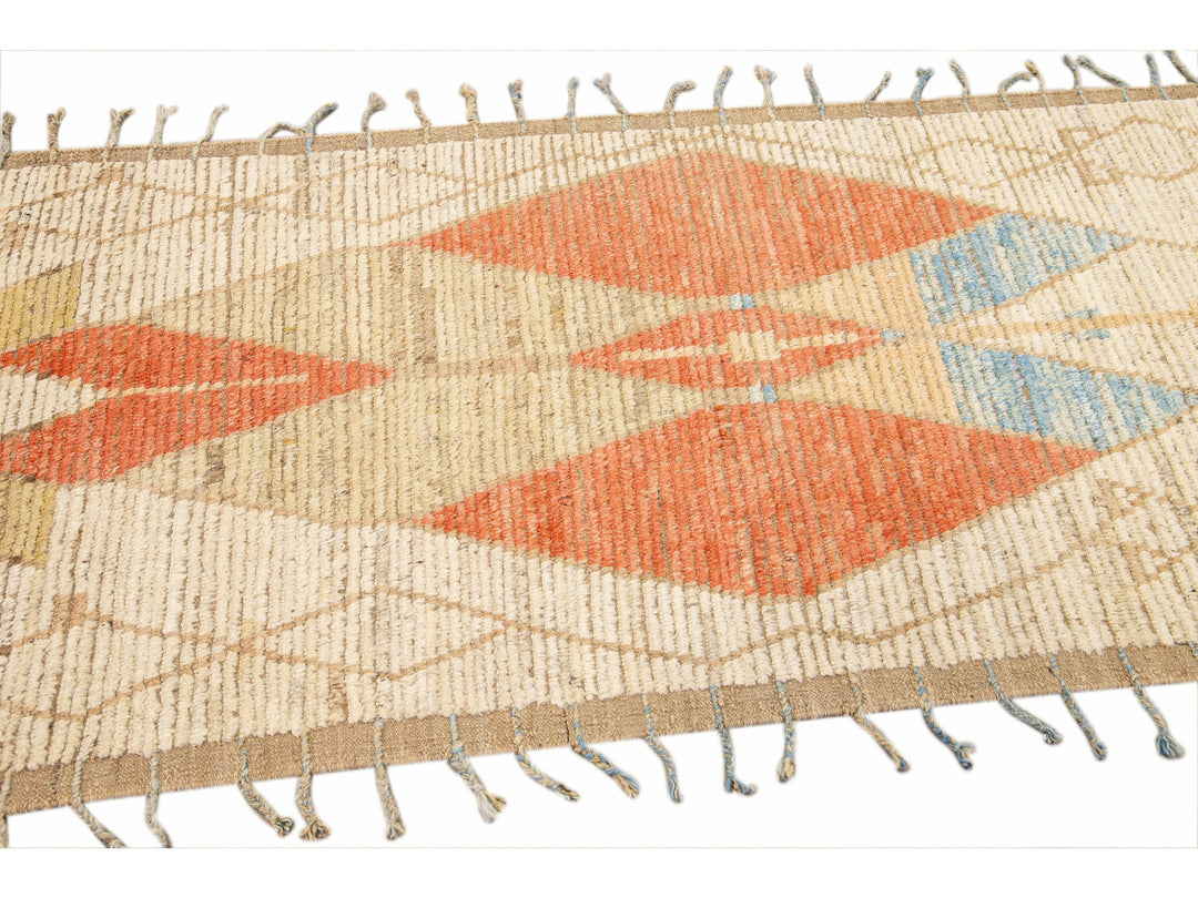 Modern Moroccan Boho Wool Runner 3 X 12