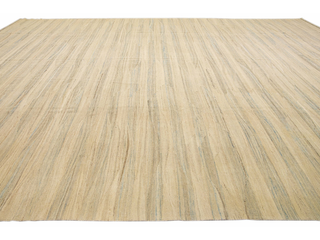 Modern Kilim Wool Rug 14 X 19