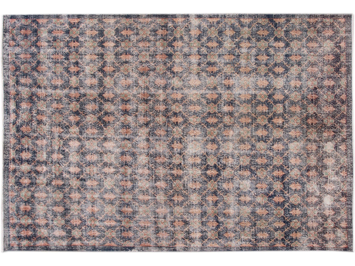 Vintage Turkish Deco Wool Rug 7 X 11