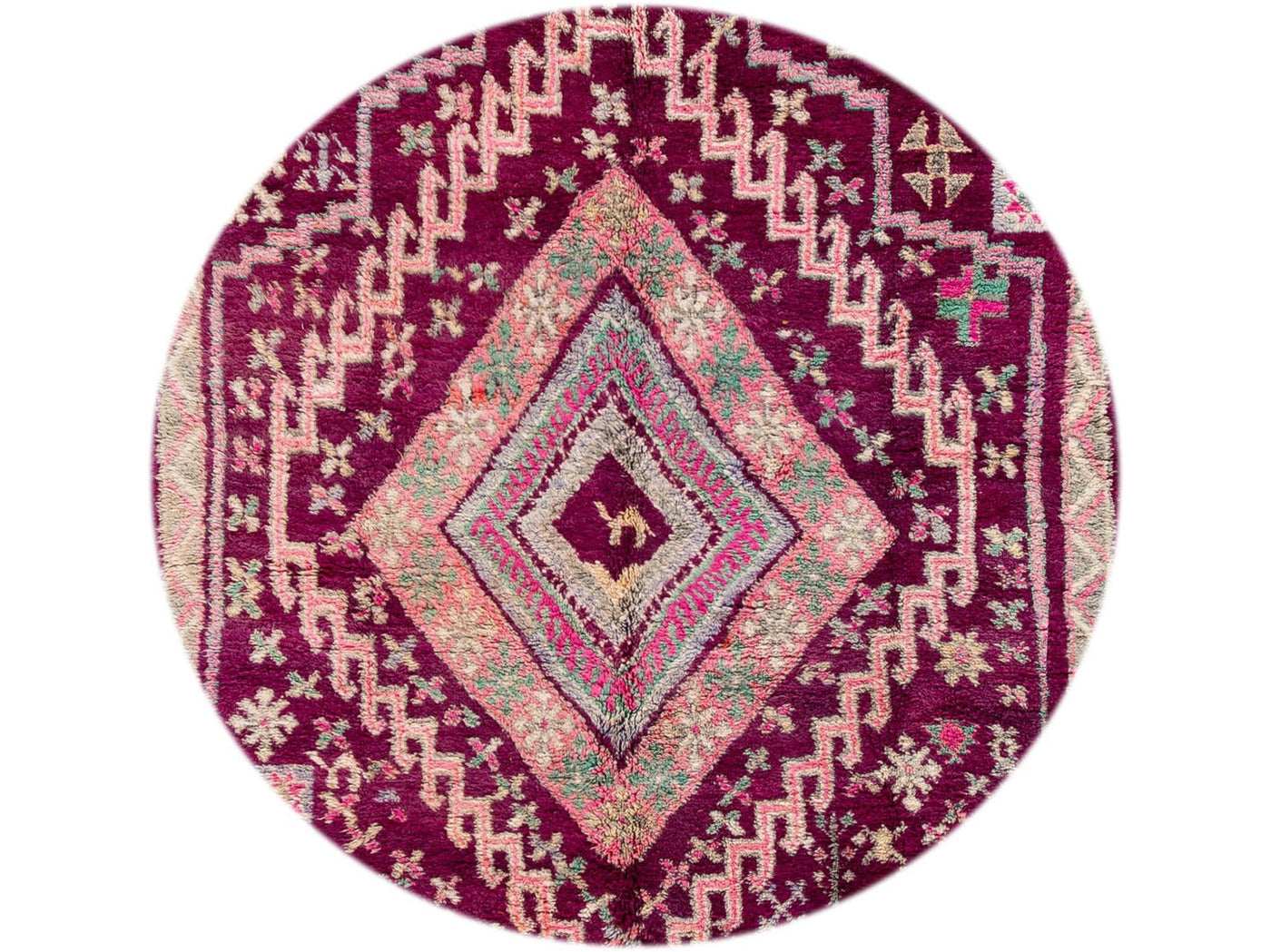 Vintage Purple Tribal Morrocan Wool Rug, 6 x 11