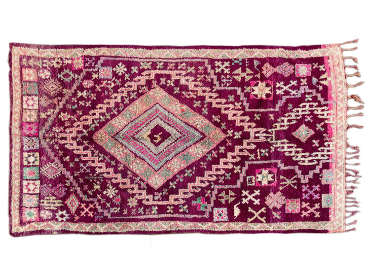 Vintage Purple Tribal Morrocan Wool Rug, 6 x 11