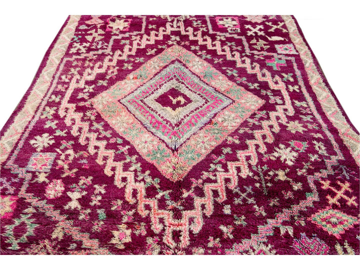 Vintage Purple Tribal Morrocan Wool Rug, 6 x 11