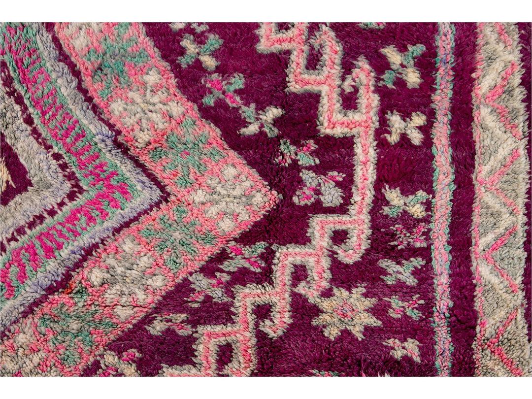 Vintage Purple Tribal Morrocan Wool Rug, 6 x 11