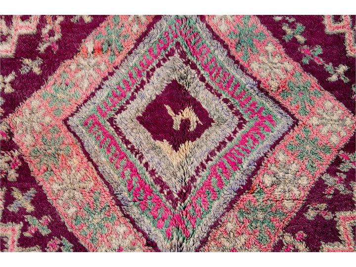 Vintage Purple Tribal Morrocan Wool Rug, 6 x 11