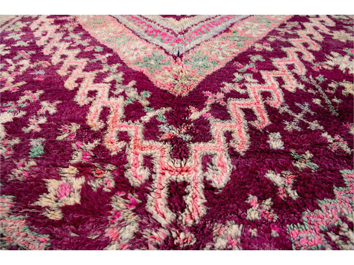 Vintage Purple Tribal Morrocan Wool Rug, 6 x 11