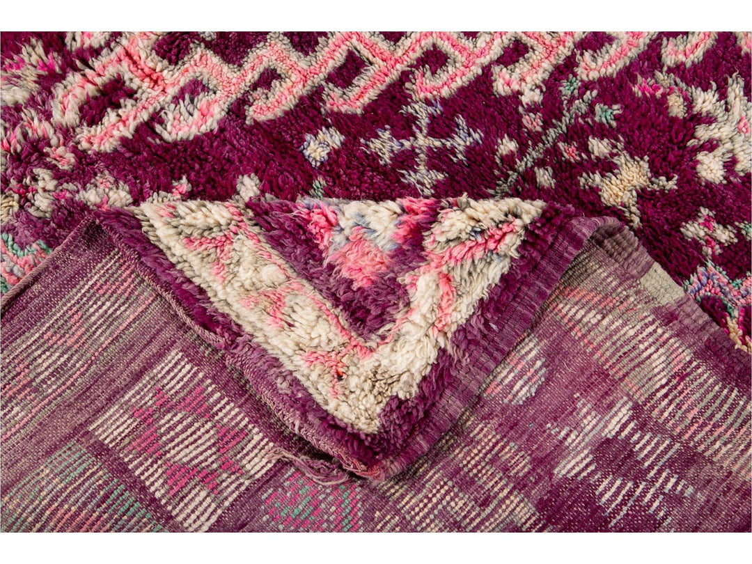 Vintage Purple Tribal Morrocan Wool Rug, 6 x 11