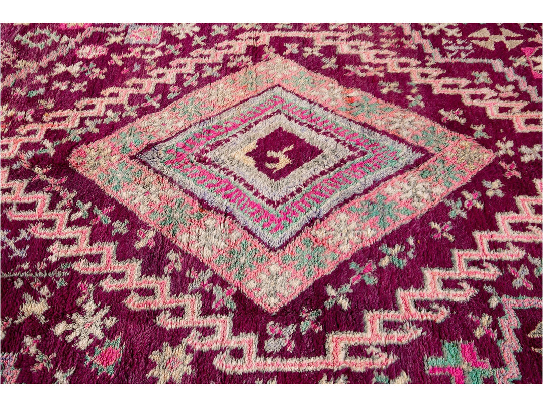 Vintage Purple Tribal Morrocan Wool Rug, 6 x 11