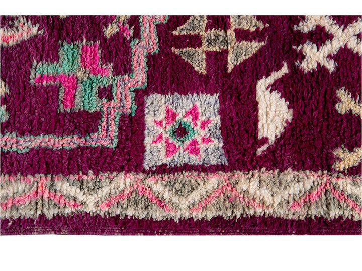 Vintage Purple Tribal Morrocan Wool Rug, 6 x 11