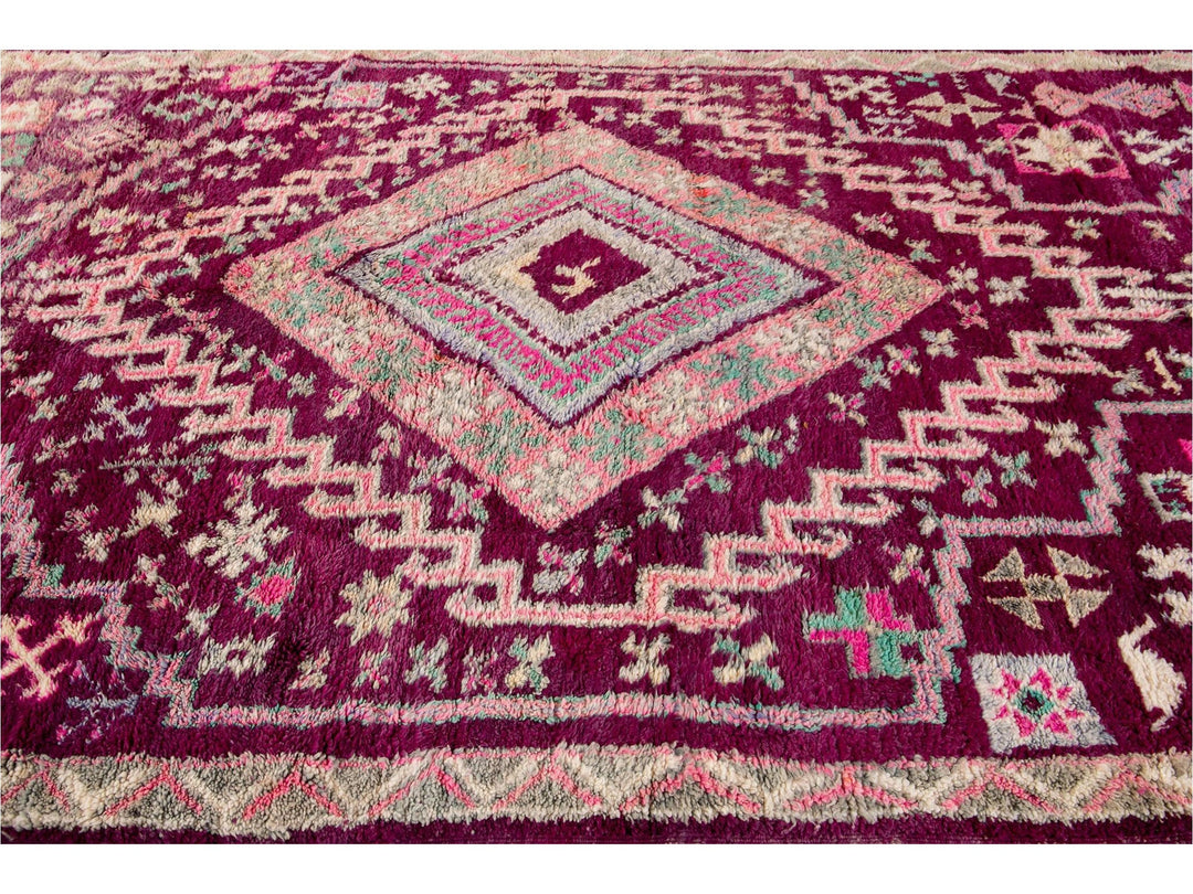 Vintage Purple Tribal Morrocan Wool Rug, 6 x 11