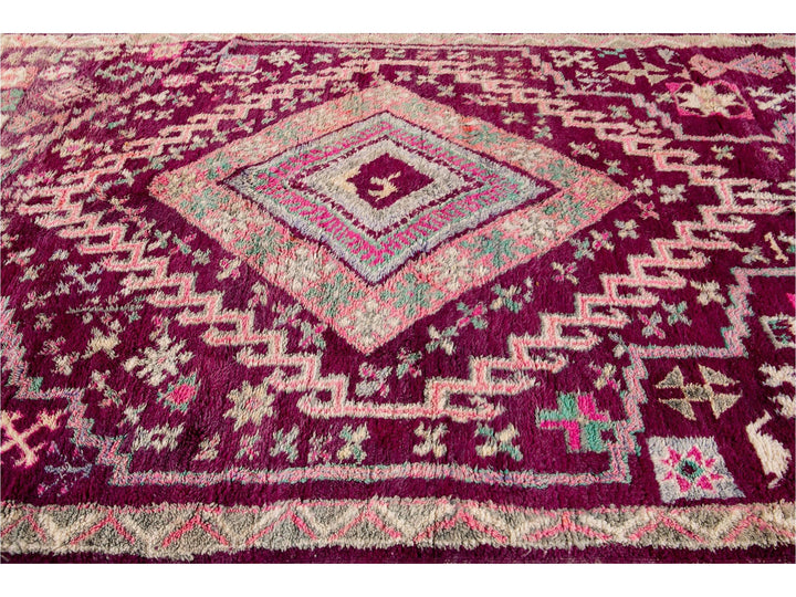 Vintage Purple Tribal Morrocan Wool Rug, 6 x 11
