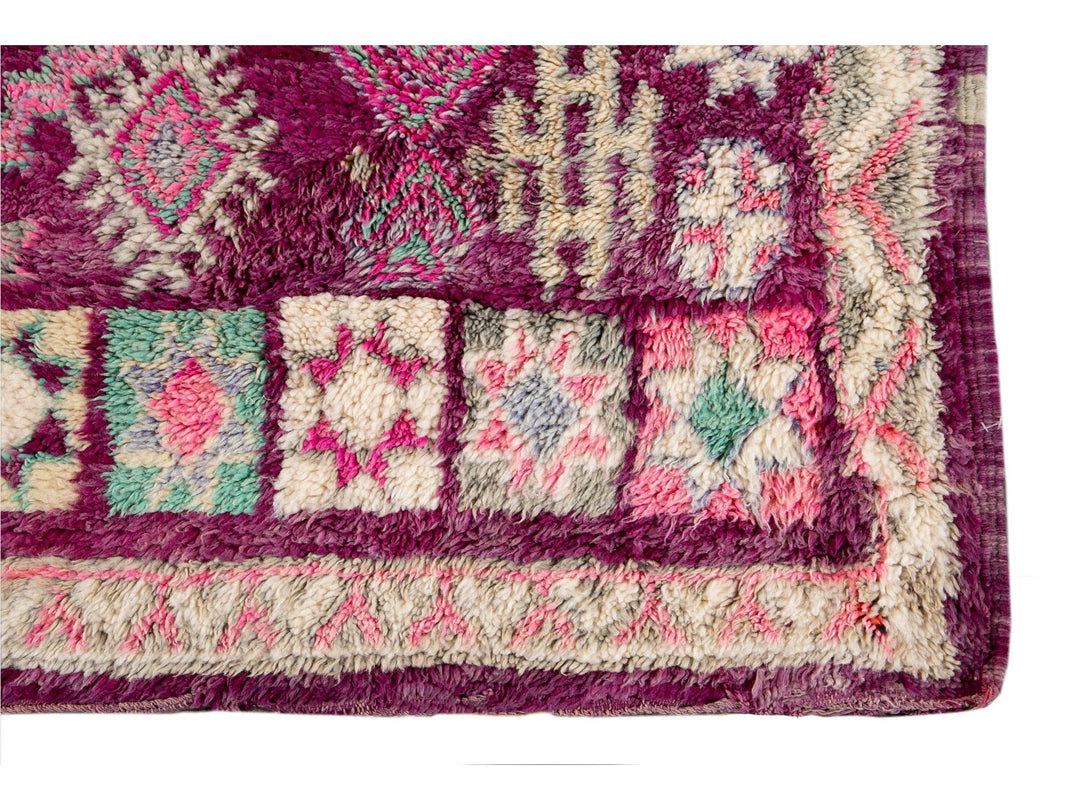 Vintage Purple Tribal Morrocan Wool Rug, 6 x 11