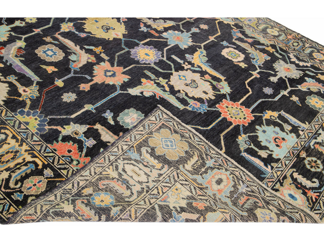 Multicolor Modern Turkish Oushak Handmade Wool Rug With Allover Design