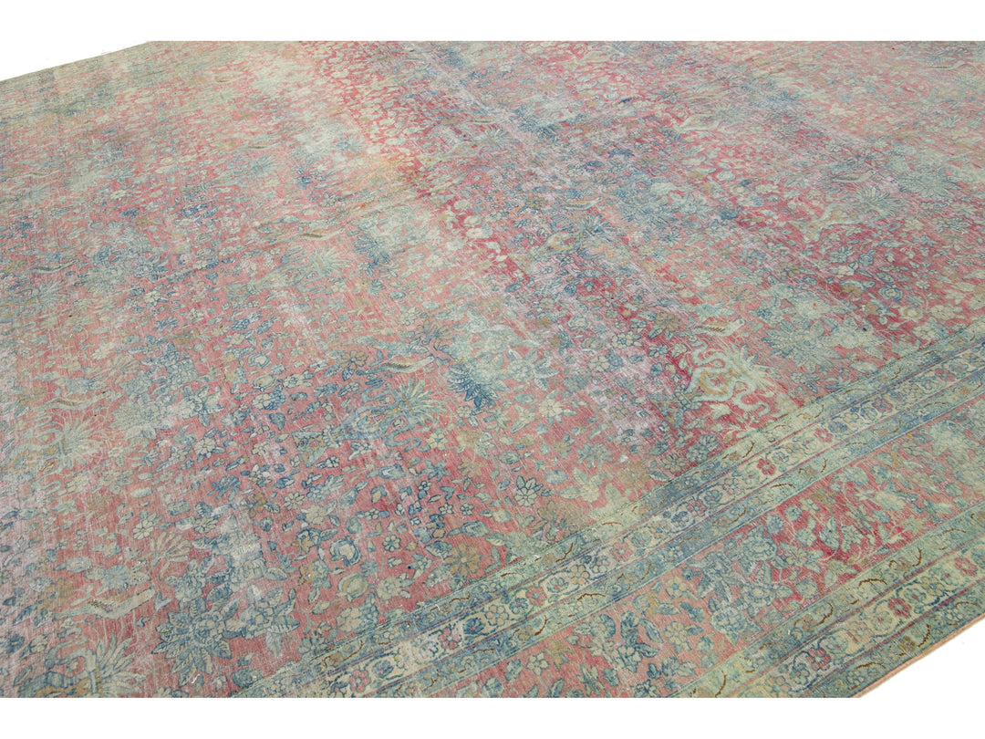Antique Kerman Wool Rug 12 X 21