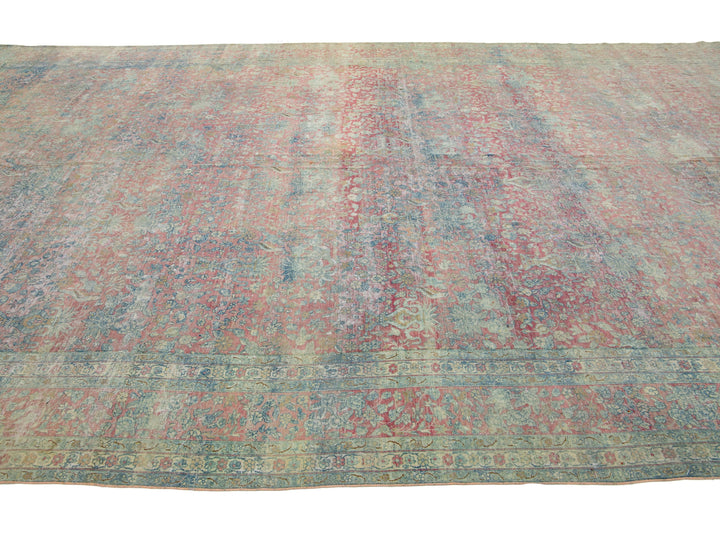 Antique Kerman Wool Rug 12 X 21