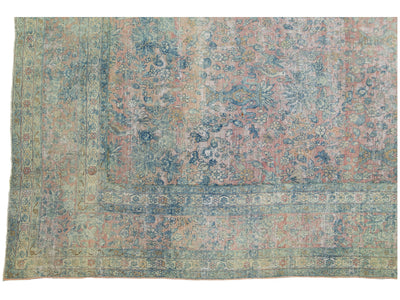 Antique Kerman Wool Rug 12 X 21