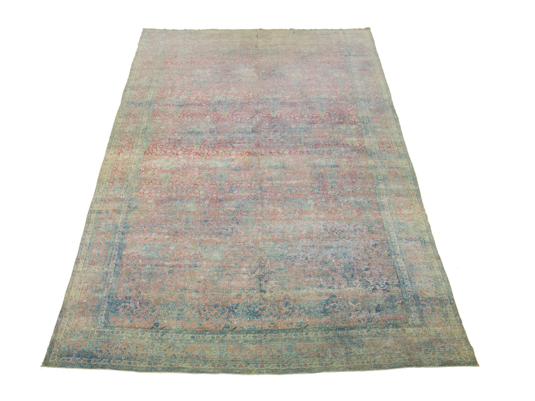 Antique Kerman Wool Rug 12 X 21