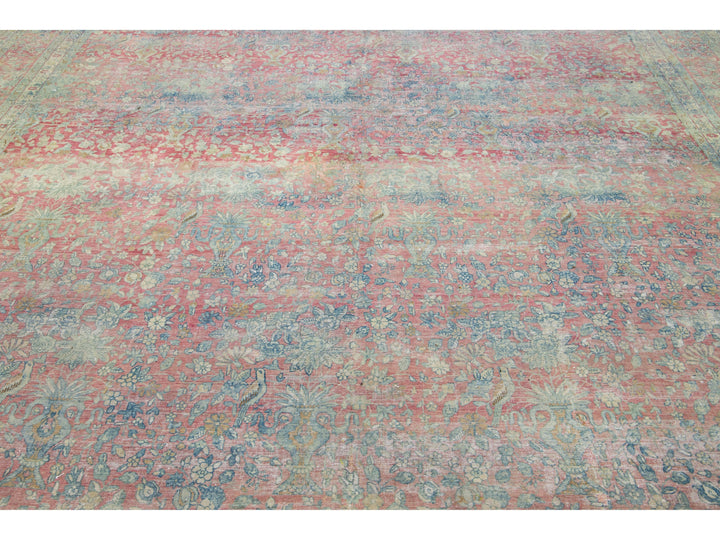 Antique Kerman Wool Rug 12 X 21