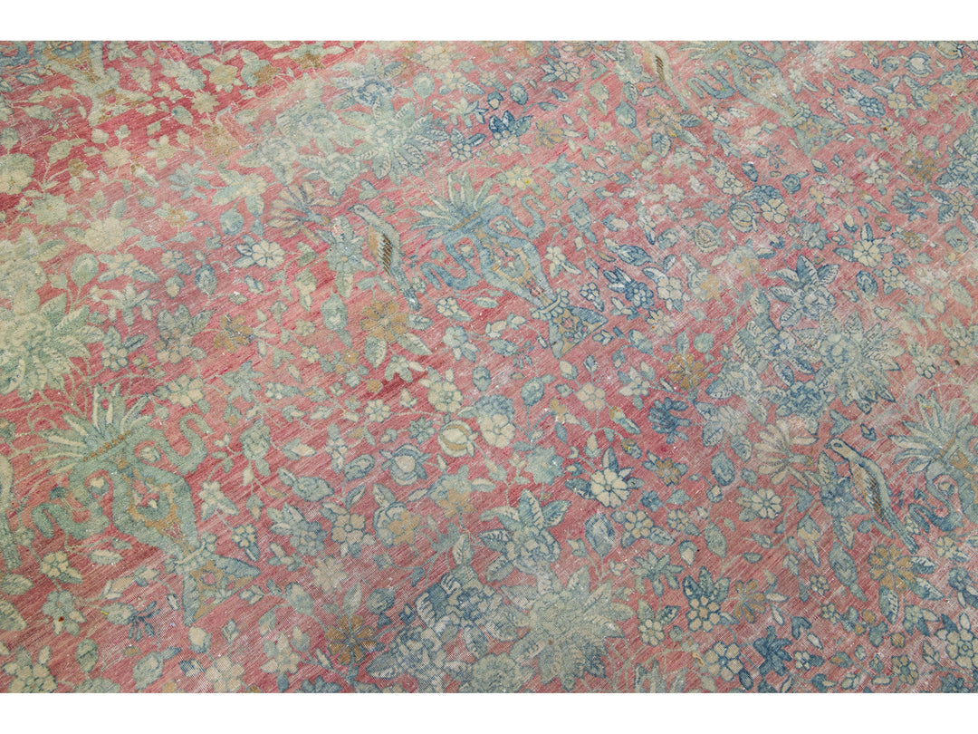 Antique Kerman Wool Rug 12 X 21