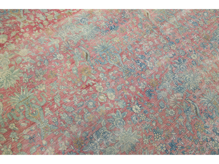 Antique Kerman Wool Rug 12 X 21